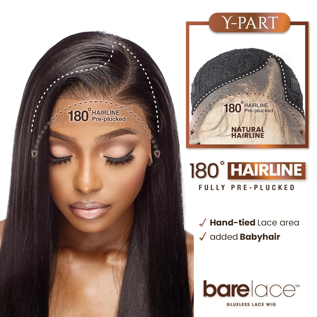 Bare Lace Ypart Lacewigs - Jordyn Lacefront Glueless Synthetic 180 Degree Preplucked Hairline (1 JETBLACK)