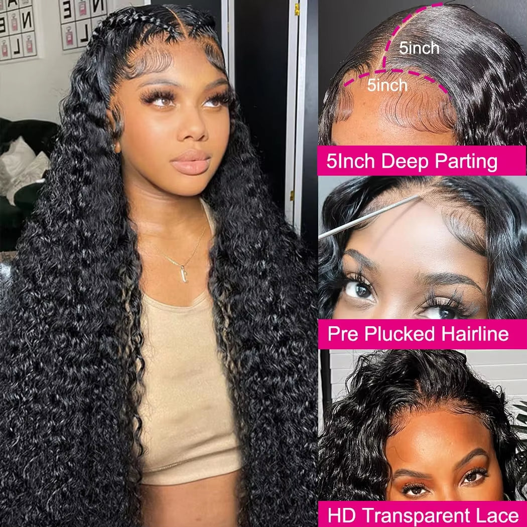 Deep Wave Lace Front Wigs Human Hair 5X5 Hd Lace Closure Wigs Human Hair Glueless Wigs Human Hair