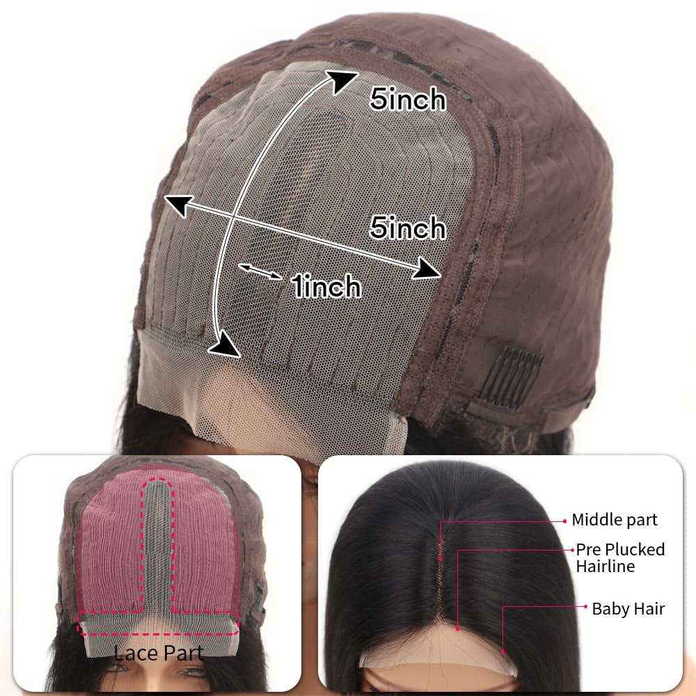 Bob Wig Human Hair Wigs for Black Women Straight Short Bob 5X5X1 Glueless HD Lace Front Wigs Human Hair Pre Plucked Bleached Knots with Baby Hair Natural Hairline (12Inches, Straight Bob Wig)