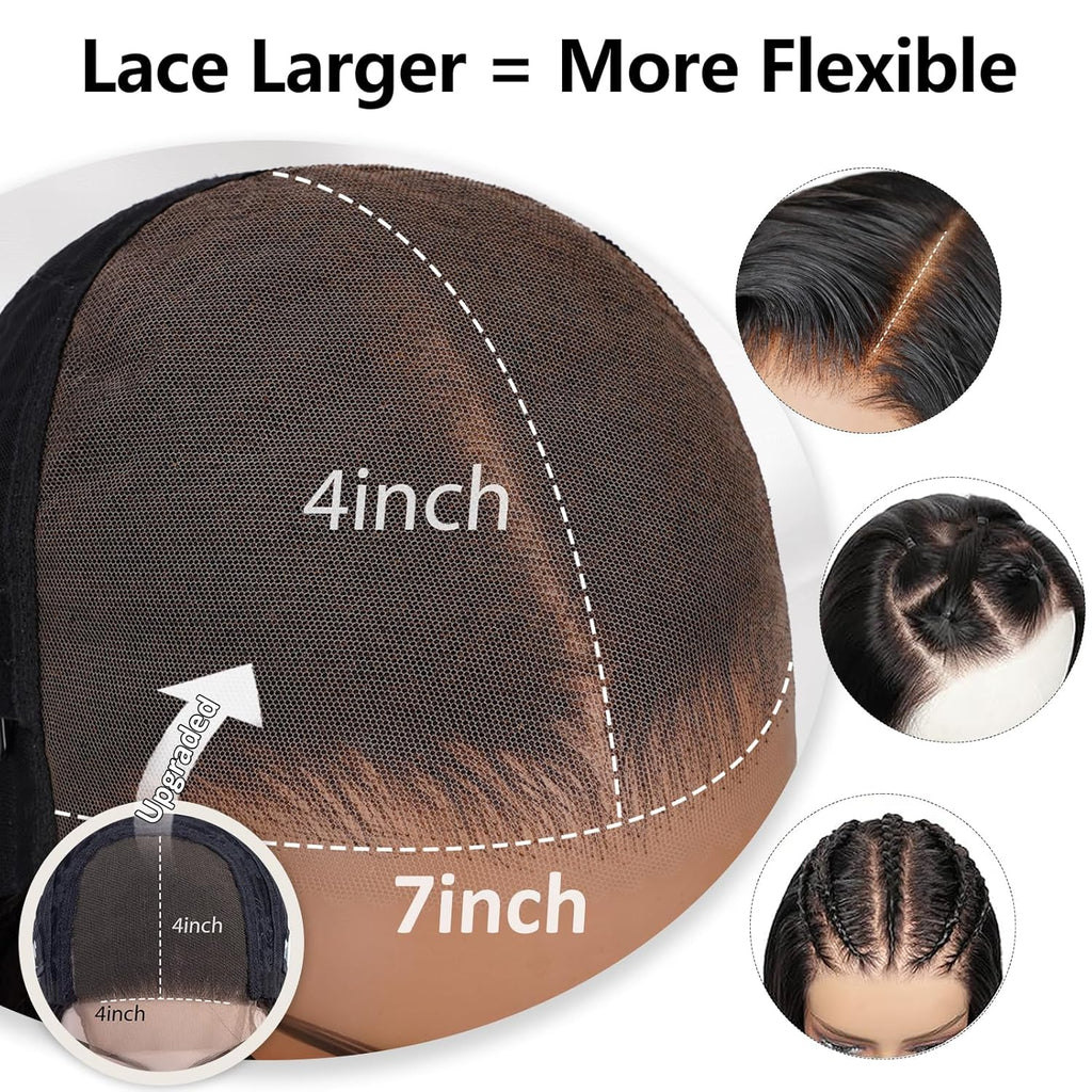 Glueless Wigs Human Hair Pre Plucked Pre Cut 7X4 Straight Lace Front Wigs Human Hair Closure Wigs Human Hair 180% Density Lace Front Wigs for Women 28 Inch