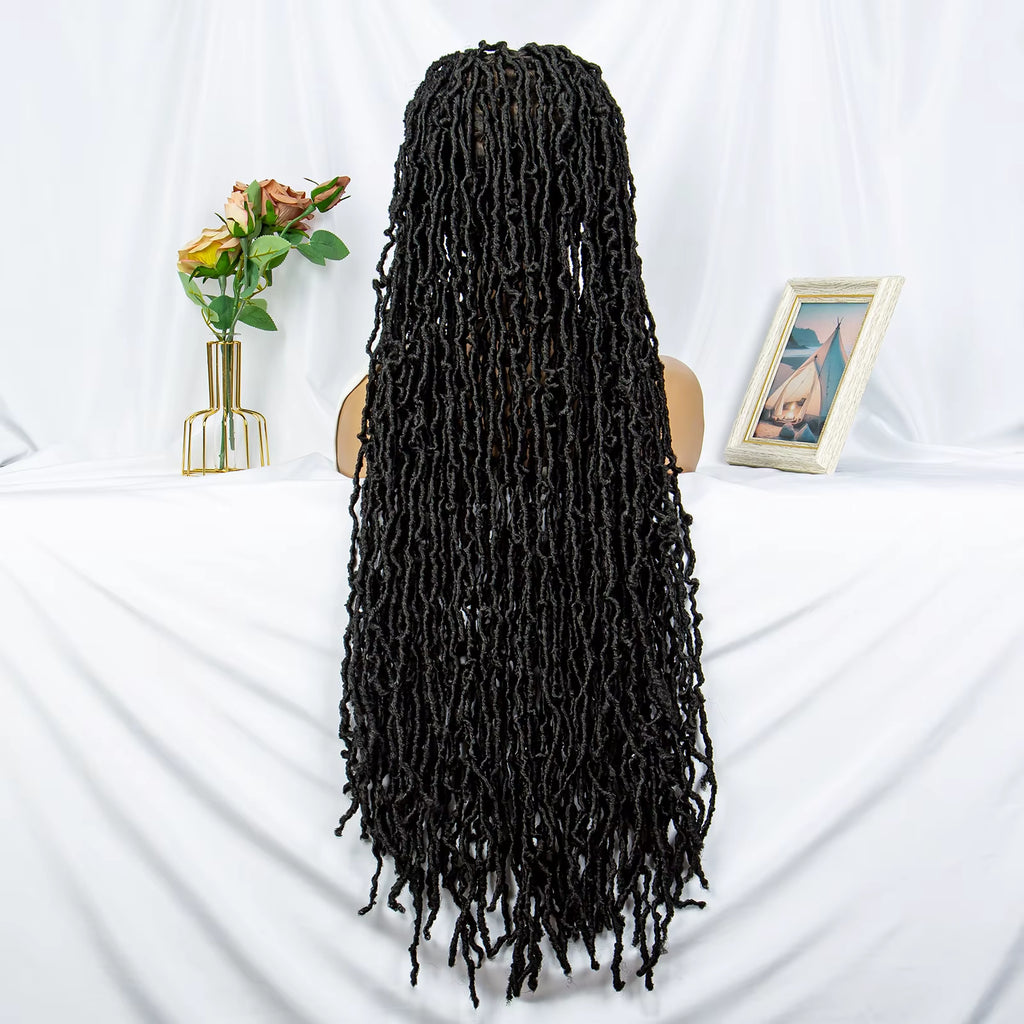 Full Lace Braided Wigs Synthetic Lace Front Wig Braid Faux Locs Wigs African with Baby Hair Braided Dreadlocks Wigs