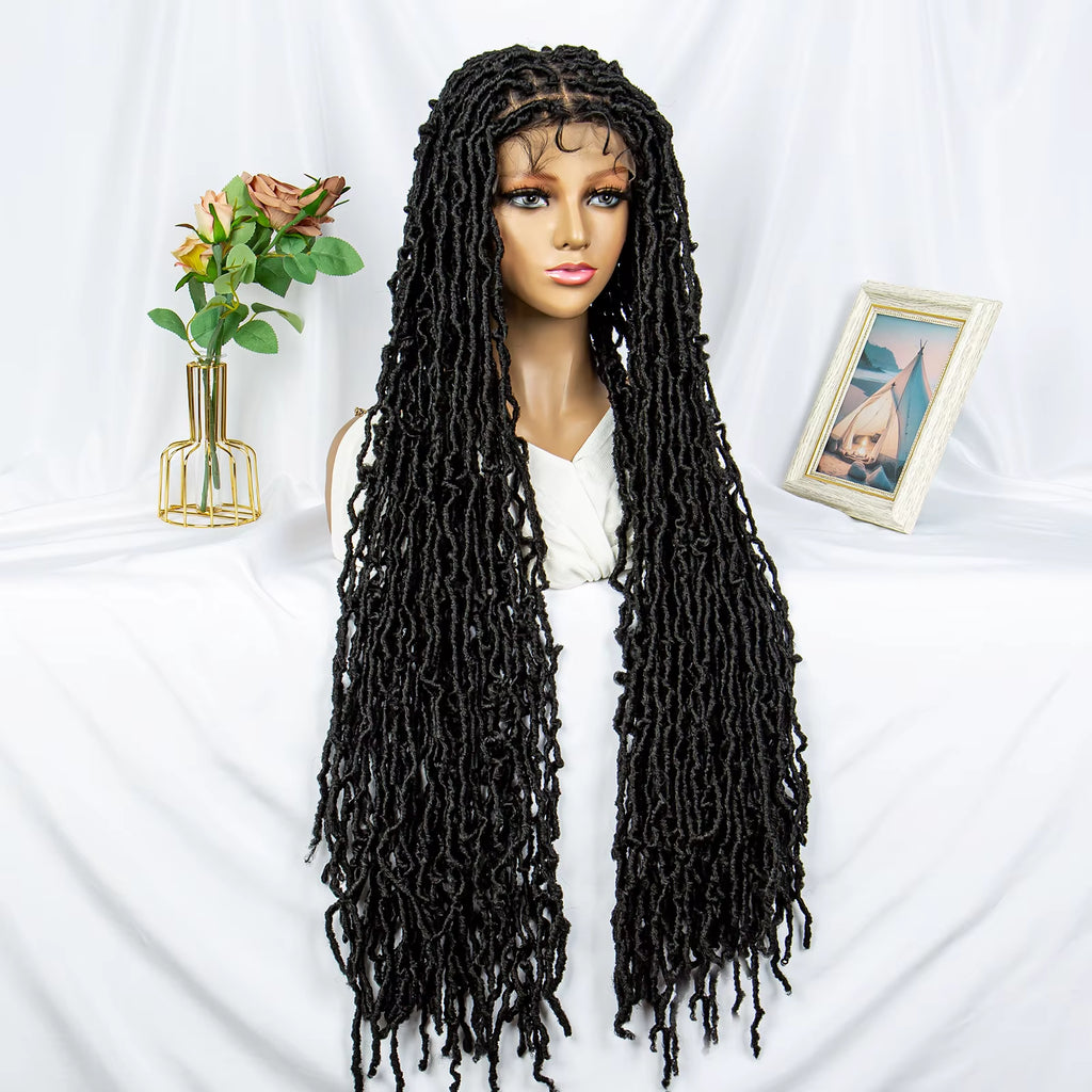 Full Lace Braided Wigs Synthetic Lace Front Wig Braid Faux Locs Wigs African with Baby Hair Braided Dreadlocks Wigs