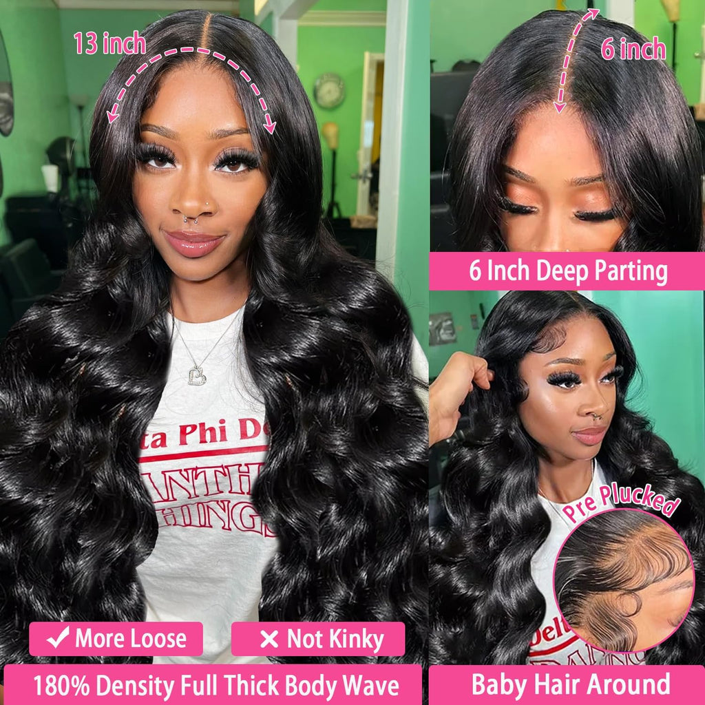 20 Inch Body Wave Lace Front Wigs Human Hair 180% Density, Glueless Wigs Human Hair 13X4 HD Lace Frontal Wigs Human Hair for Women Pre Plucked with Baby Hair Body Wave Human Hair Wig