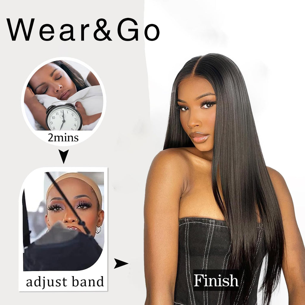 Glueless Wigs Human Hair Pre Plucked Pre Cut 7X4 Straight Lace Front Wigs Human Hair Closure Wigs Human Hair 180% Density Lace Front Wigs for Women 28 Inch