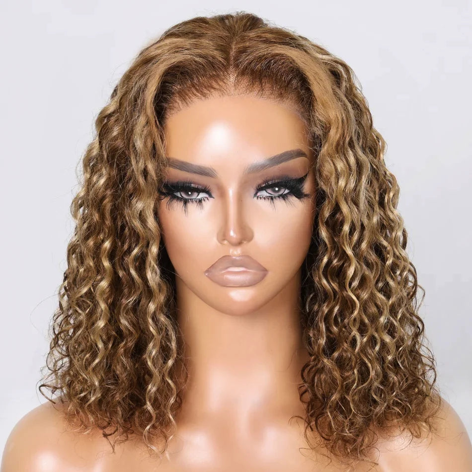 #4/27 Highlight Glueless Wig Human Hair Deep Wave BOB Wig Ready To Go 7x5 Glueless Wigs for Women curly Wigs Pre Plucked Wigs