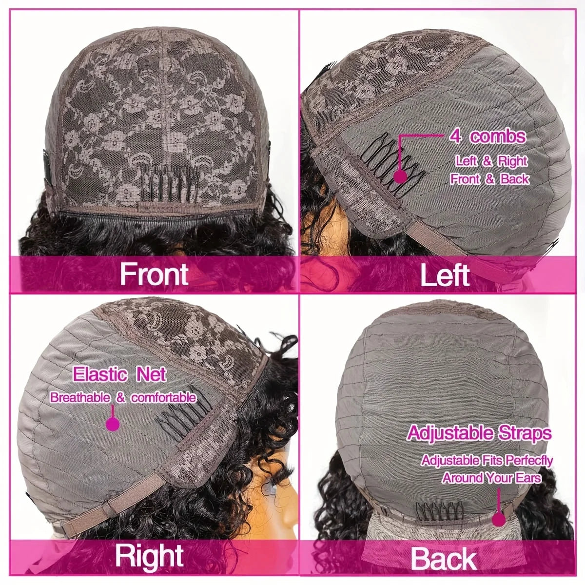 Curly Short Bob Cut Human Hair Wigs With Bangs Bob Wig Kinky Curly Wigs Human Hair Bob With Bang For Women Full Machine Made Wig