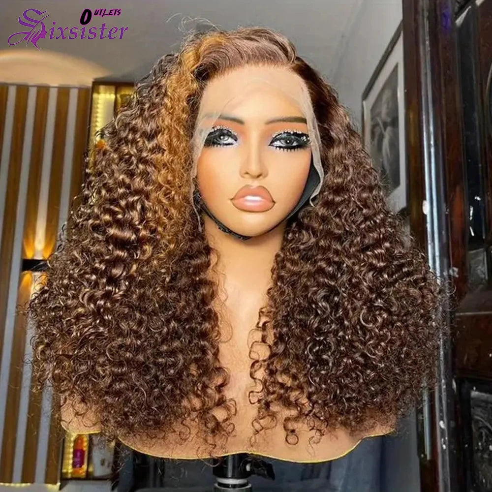 100% Human Hair Curly Short Bob Wig with 4/27 Honey Blonde 13x4 Lace Front Deep Wave Virgin Hair 200% Density Deep Wave Bob Wigs
