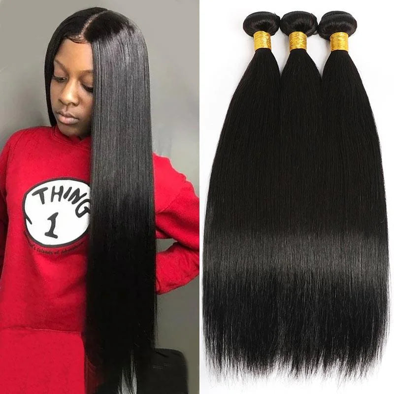 26 28 30inch Bundles Brazilian Straight Hair Bundle 100% Unprocessed Real Human Hair with Natural Black Smooth Extensions #1B
