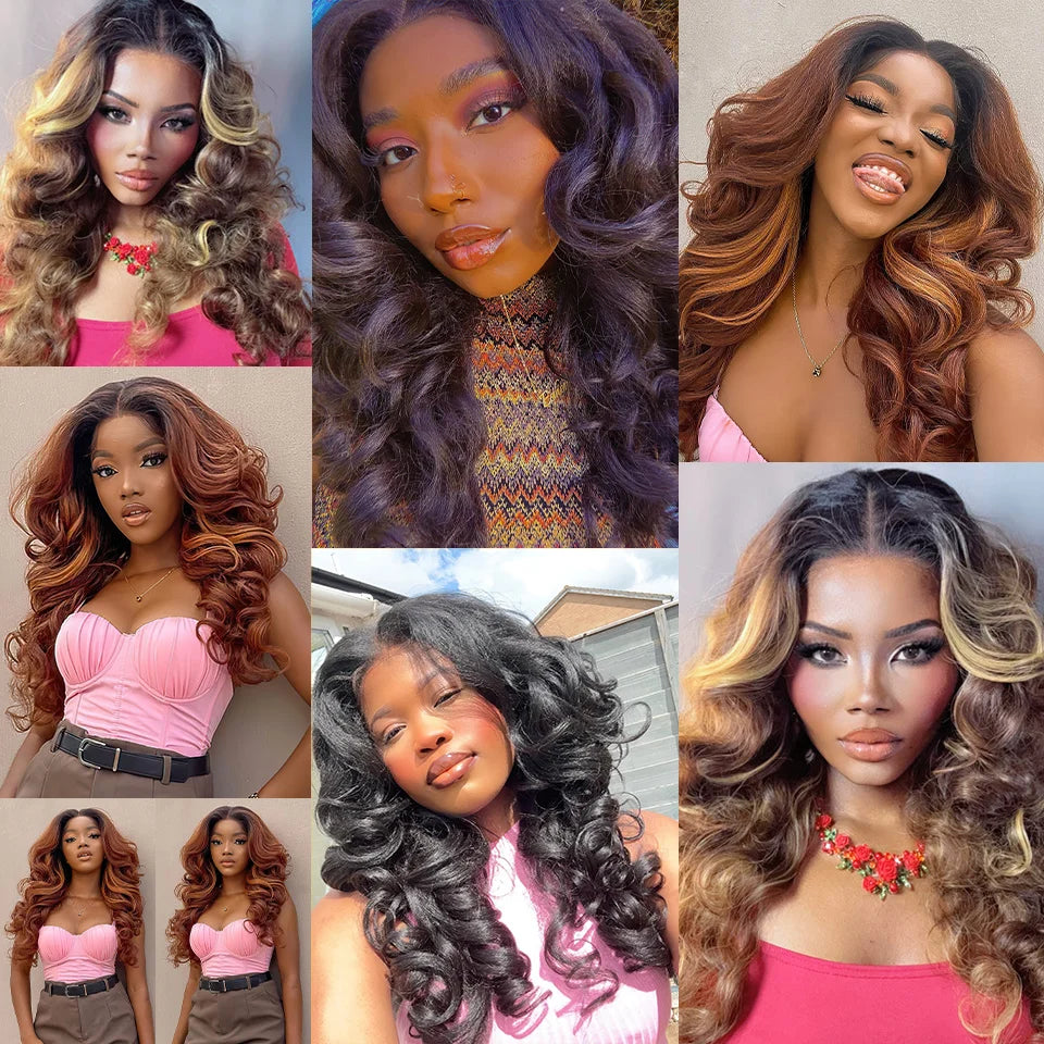 Latisha Synthetic HD Lace Front Wigs Curly Pre Plucked Lace Frontal Wig with Bangs for Women Highlight 13X6 13X5X1 with Babyhair