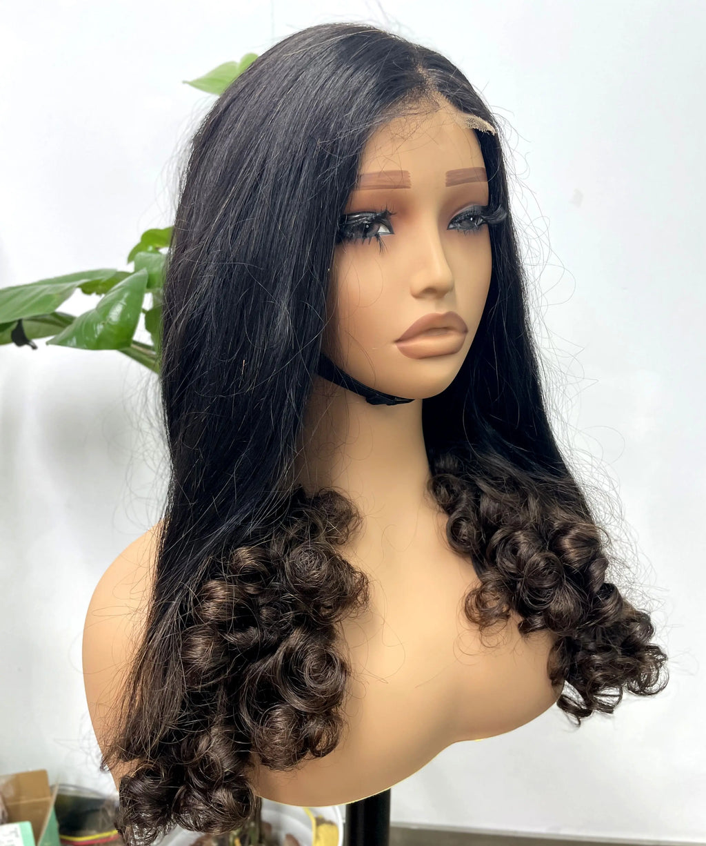 2x6 HD Lace Vietnamese Human Hair Wigs with Curly Ends Double Drawn Wavy Curly Raw Virgin Hair Wigs PrePlucked for Women