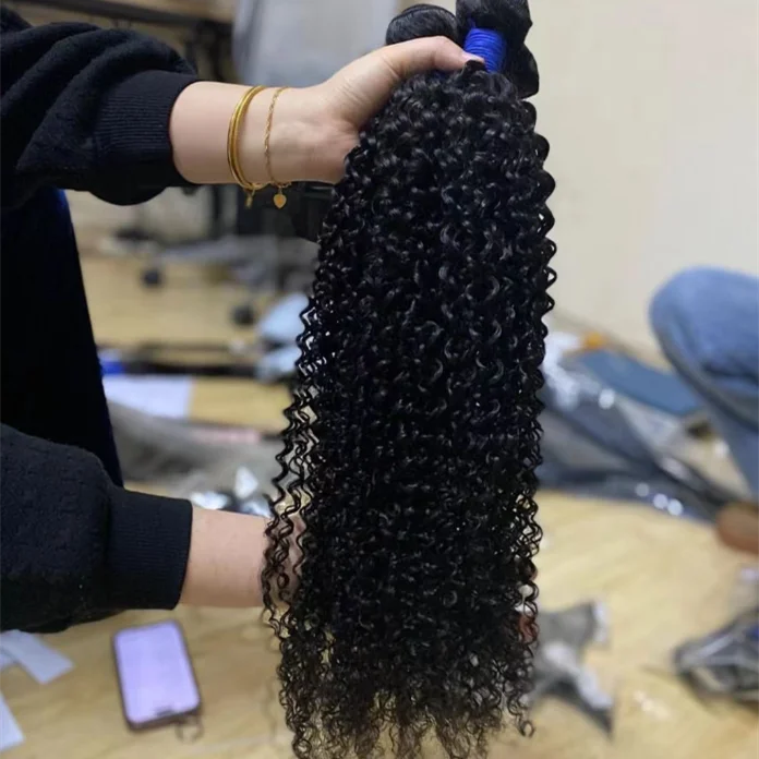 Unprocessed Indian Raw Human Hair Extension Kinky Curly Deep Wave Hair Bundles
