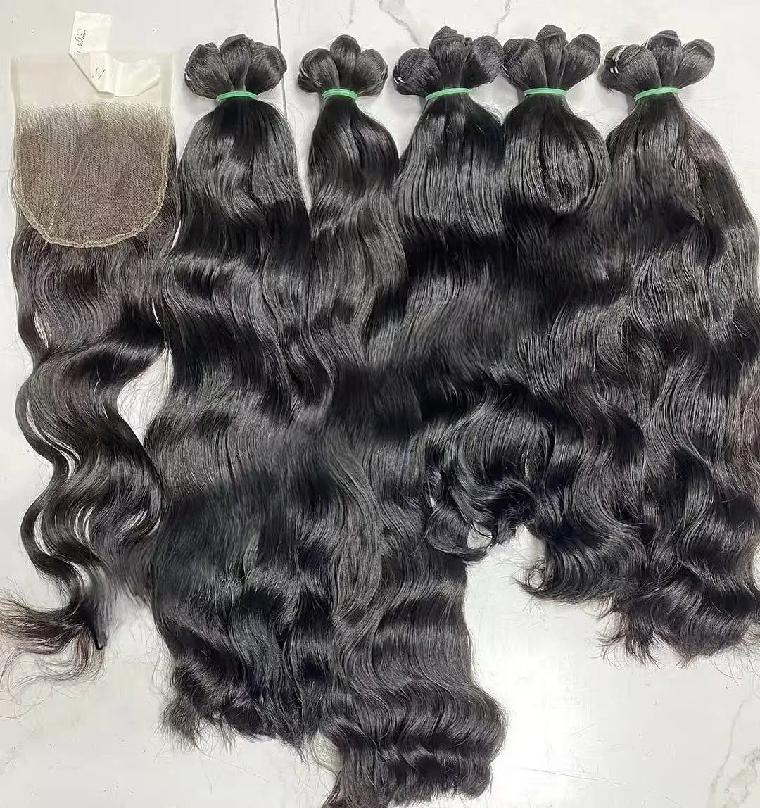 Wholesale Raw Hair Vendor Unprocessed Raw Human Hair Indian Raw Wavy Hair Bundles Raw Natural Wavy