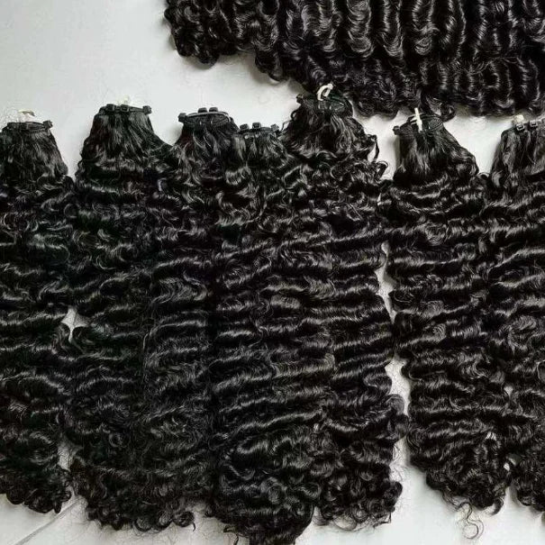 Unprocessed Indian Raw Human Hair Extension Kinky Curly Deep Wave Hair Bundles