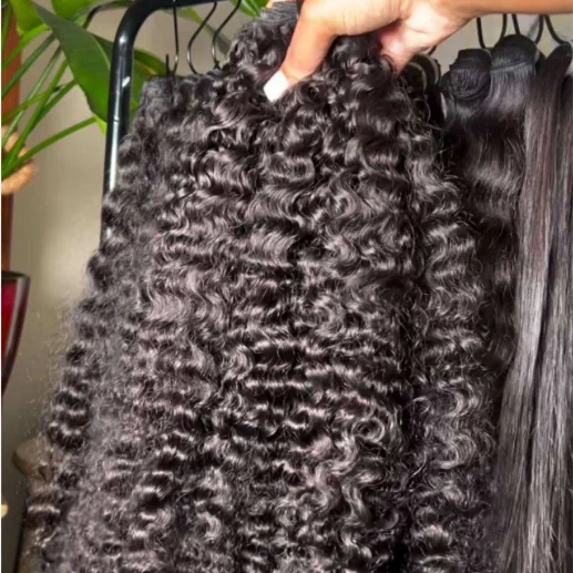 Unprocessed Indian Raw Human Hair Extension Kinky Curly Deep Wave Hair Bundles