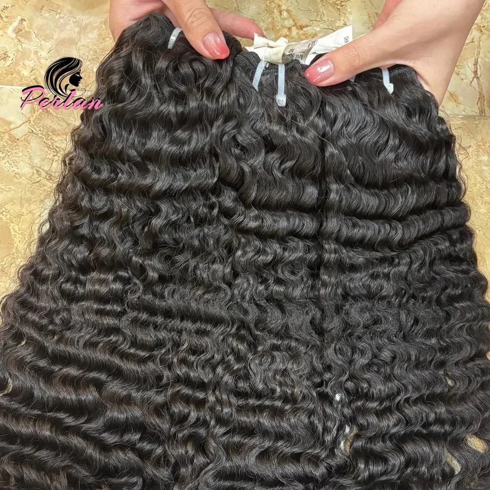 Natural Virgin Curly Human Hair Bundles Raw Indian Hair Extensions Cuticle Aligned Virgin Hair From India