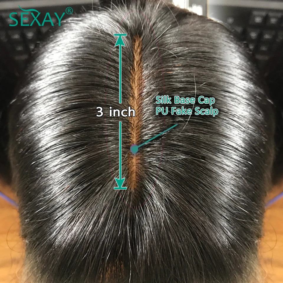 Sexay Scalp Bang Human Hair Wig Raw Indian Straight Human Hair Fringe Wigs Fake Scalp 8-24 Inch 200 Density Human Wigs For Women