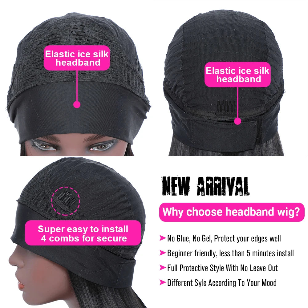 Headband Wig Human Hair Kinky Curly Wig Pixie Cut Wig Human Hair Wigs For Women Human Hair Curly Hair Perruque Cheveux Humain