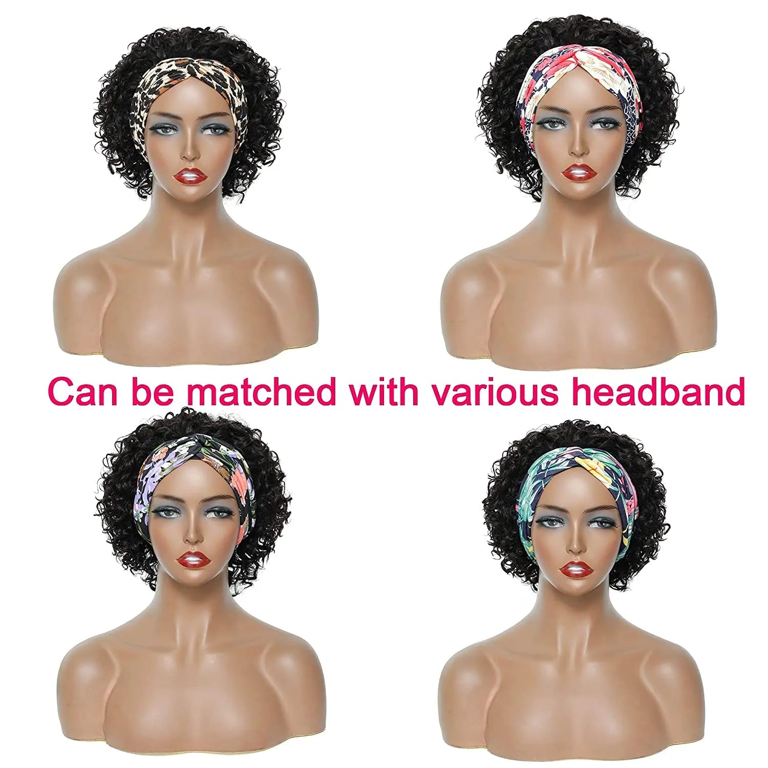 Headband Wig Human Hair Kinky Curly Wig Pixie Cut Wig Human Hair Wigs For Women Human Hair Curly Hair Perruque Cheveux Humain