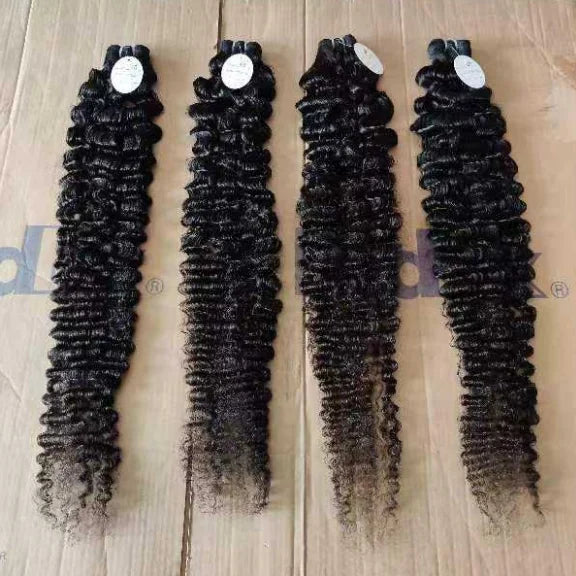 Unprocessed Indian Raw Human Hair Extension Kinky Curly Deep Wave Hair Bundles