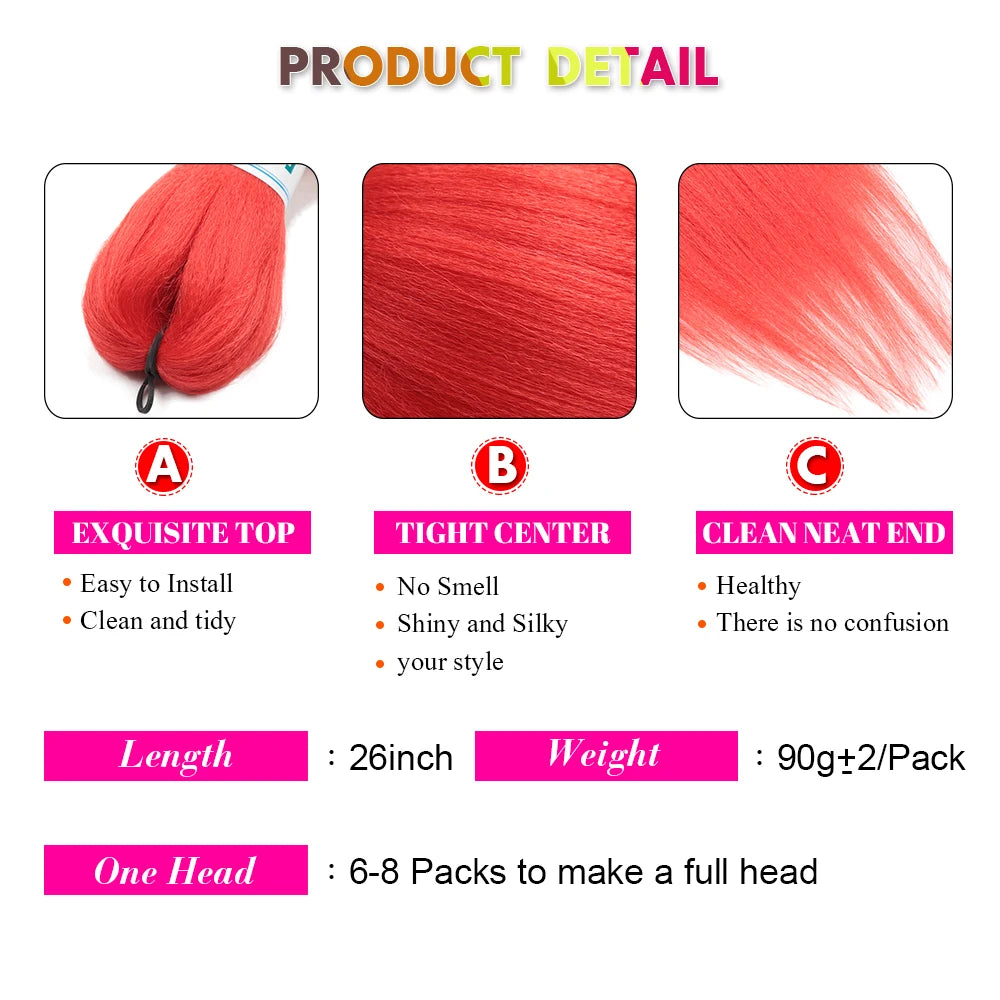 Ez Braid  26Inch Crochet Hair Ombre Pre Stretched Synthetic Braiding Hair Expression