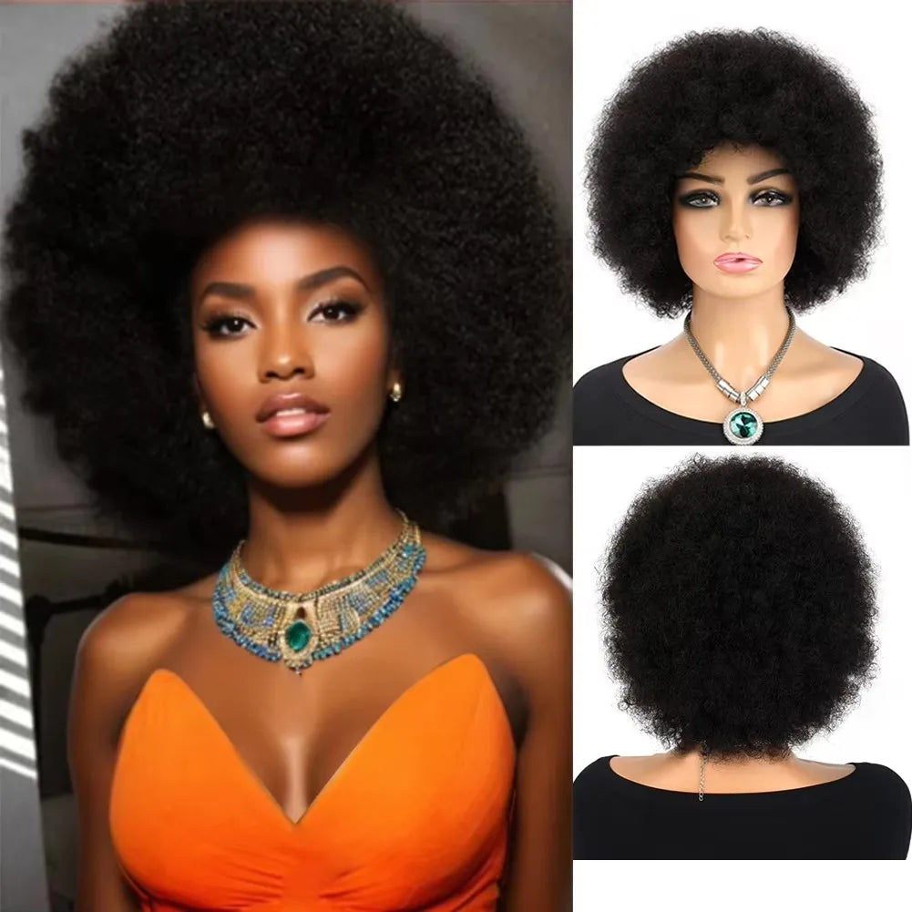 100% Human Hair Boom Hair Afro Kinky Curly Wigs Natural Afro Curly Wigs for Women 180% Density Brazilian Human Hair Wigs