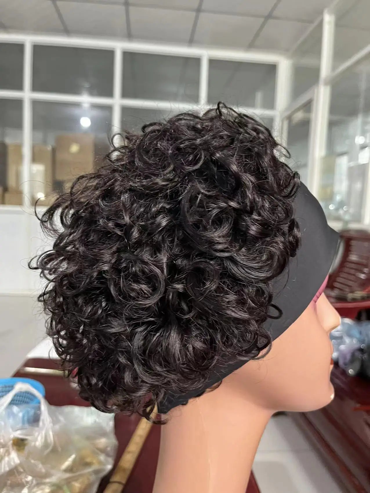 Short Headband Wig Human Hair Water Wave Wigs For Black Woman 6 Inches Brazilian Remy Human Hair Glueless Full Machine Made