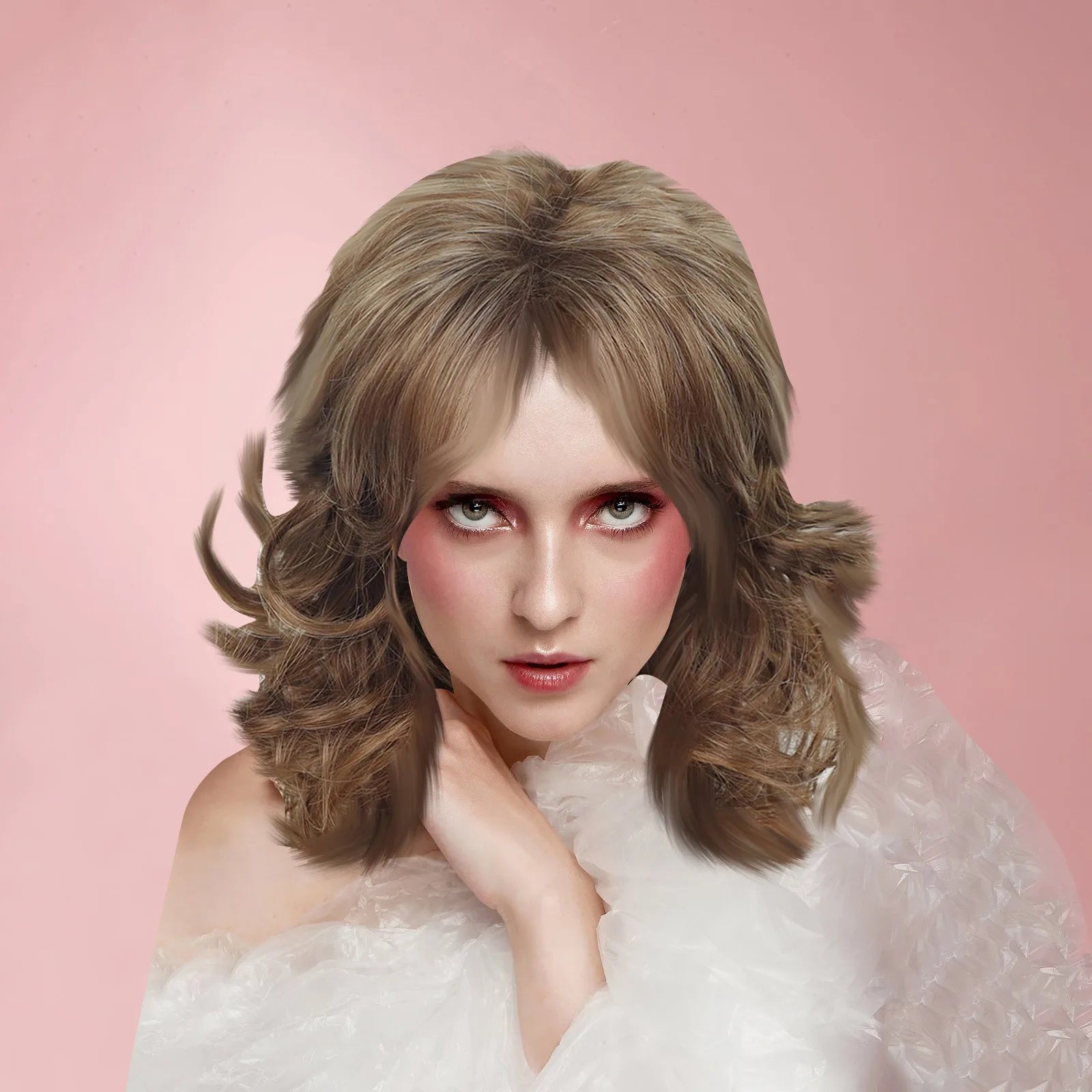 Wig CoverFemale Hair Gold Pink synthetic Wigs Women Brazilian Remy Hair Cheap Popular Hairstyles For Straight And Curly Hair