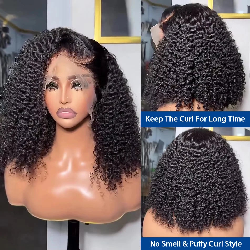 13x4 Short Bob Wigs Virgin Human Hair Jerry Curly Short Bob Wigs 250% Density Loose Deep Wave 4x4 Lace Frontal Wigs For Women