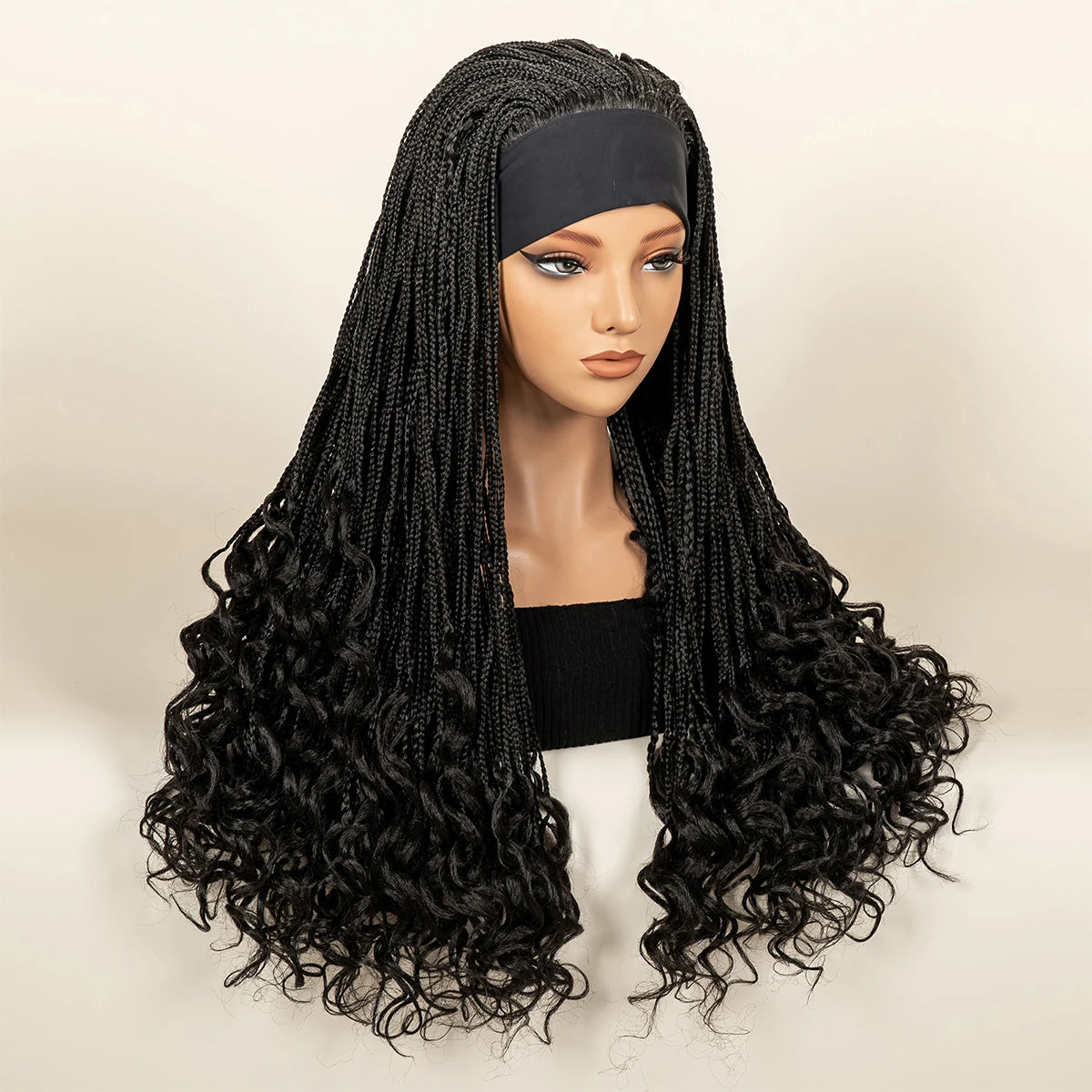 Headband  Braided Wig Synthetic Braid Wig with Hair Band for Women Machine Made Braided Wig 28 Inch Women Wigs