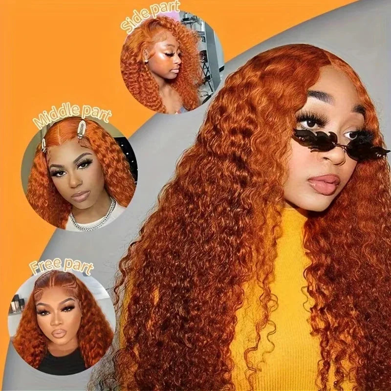 13x4 250% Density Ginger Deep Wave Lace Front Wigs Human Hair 30 Inch Wigs Human Hair HD Lace Front Wigs Human Hair Black Women