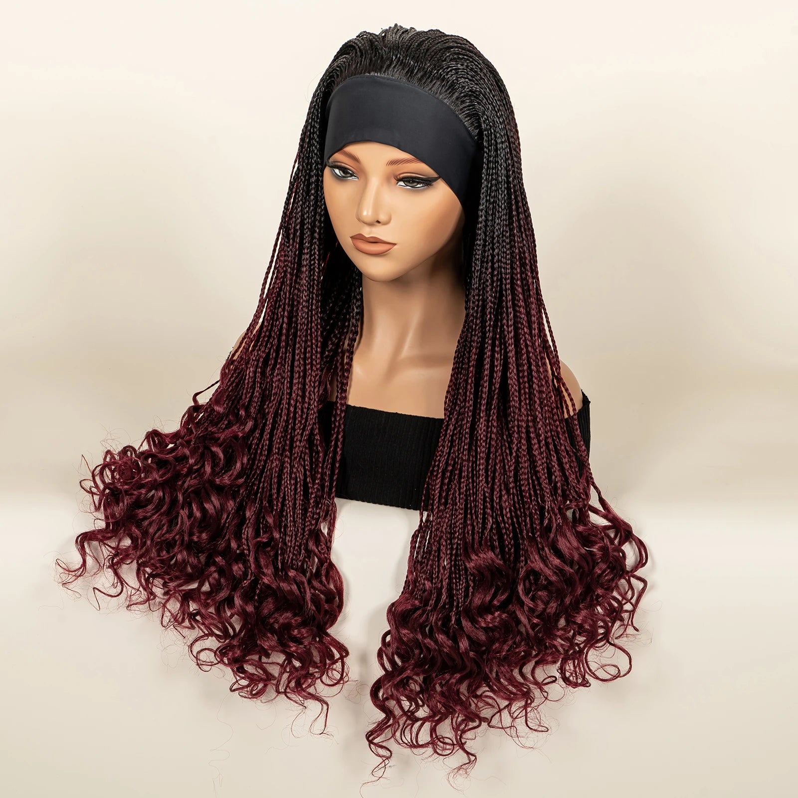 Headband  Braided Wig Synthetic Braid Wig with Hair Band for Women Machine Made Braided Wig 28 Inch Women Wigs