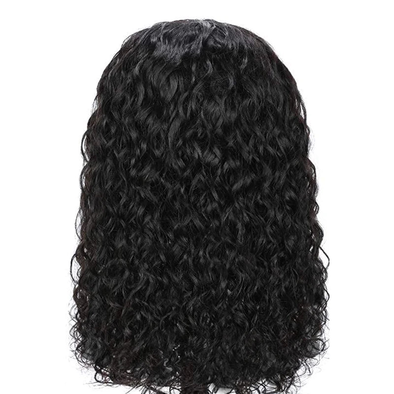 Headband Wigs-Water Wave Headband Wigs Human Hair For Women, 16-24 Inches Remy Hair Full Machine Made Black Curly Hair Band Wigs