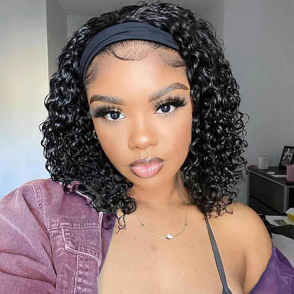 Headband Wig Human Hair Kinky Curly Wig Pixie Cut Wig Human Hair Wigs For Women Human Hair Curly Hair Perruque Cheveux Humain