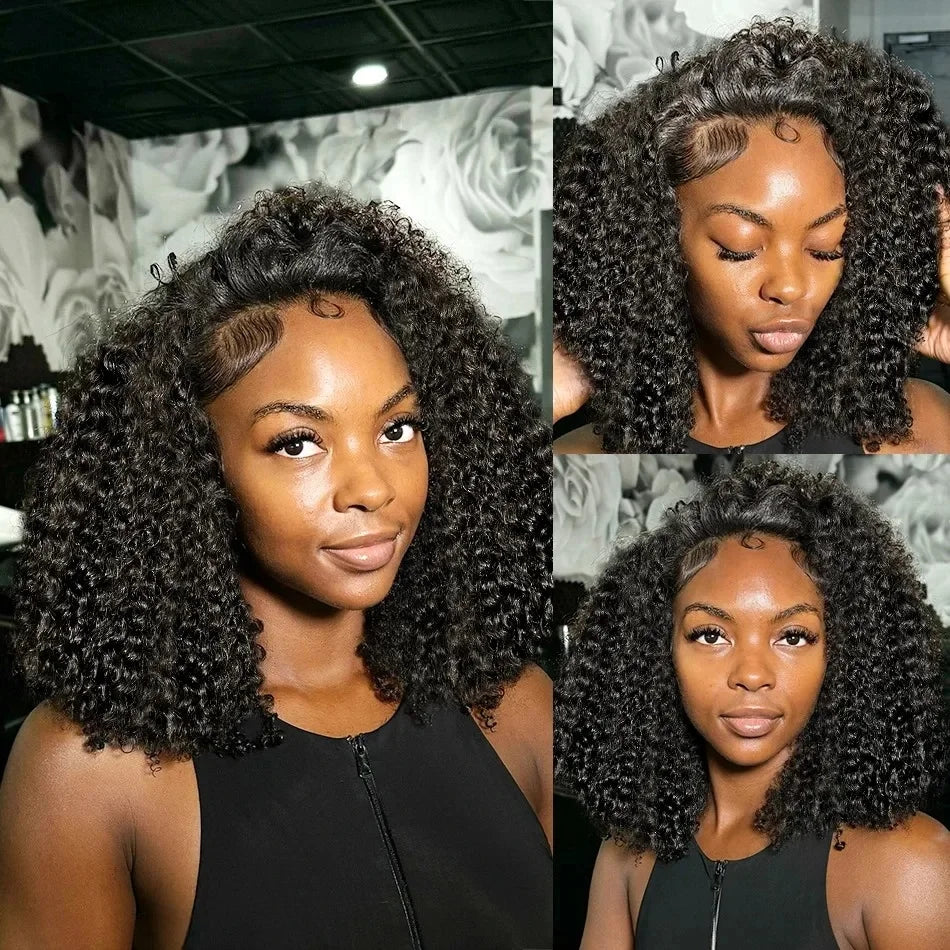 Curly Short Bob Wigs 13×4 Lace Frontal Human Hair Pre Plucked 100% Human Hair Deep Wave 4x4 Lace Front Closure Bob Wig For Women