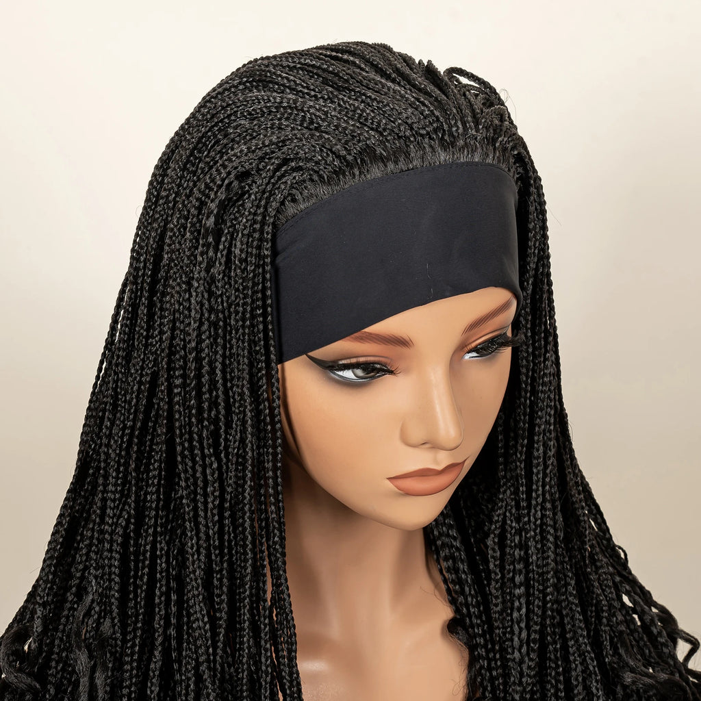 Headband  Braided Wig Synthetic Braid Wig with Hair Band for Women Machine Made Braided Wig 28 Inch Women Wigs