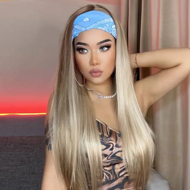 Curly Headband Synthetic Wigs Natural Black Long Women's Headband Wig Deep Water Wave Bohemian Hair For Black Women Fake Hair