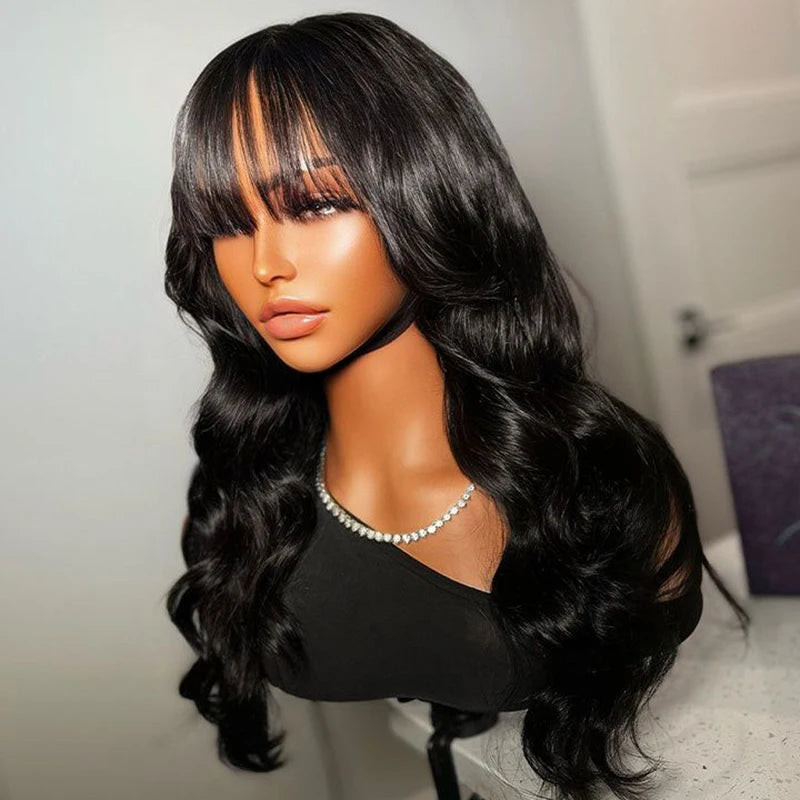 360 Full Lace Frontal Wig Fringe Body Wave Lace Front Wig Human Hair Wigs With Bangs Glueless Brazilian Wigs On Sale Clearance