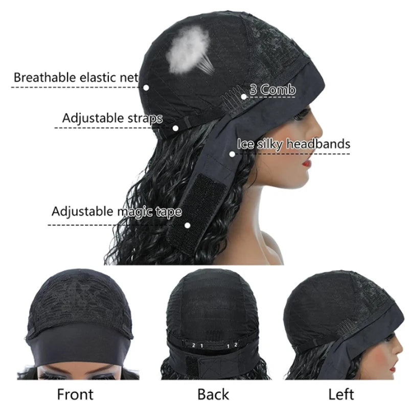 26Inch Synthetic Long Kinky Curly Headband Wigs for Black Women Heat Resistant Hair Band Wig for Daily Party Use