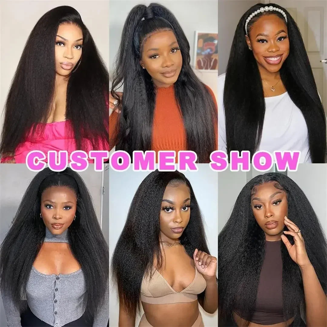 Kinky Straight 13x4 Lace Frontal Wig Human Hair Transparent Lace Front Wigs Human Hair Glueless Lace Frontal Human Wig for Women