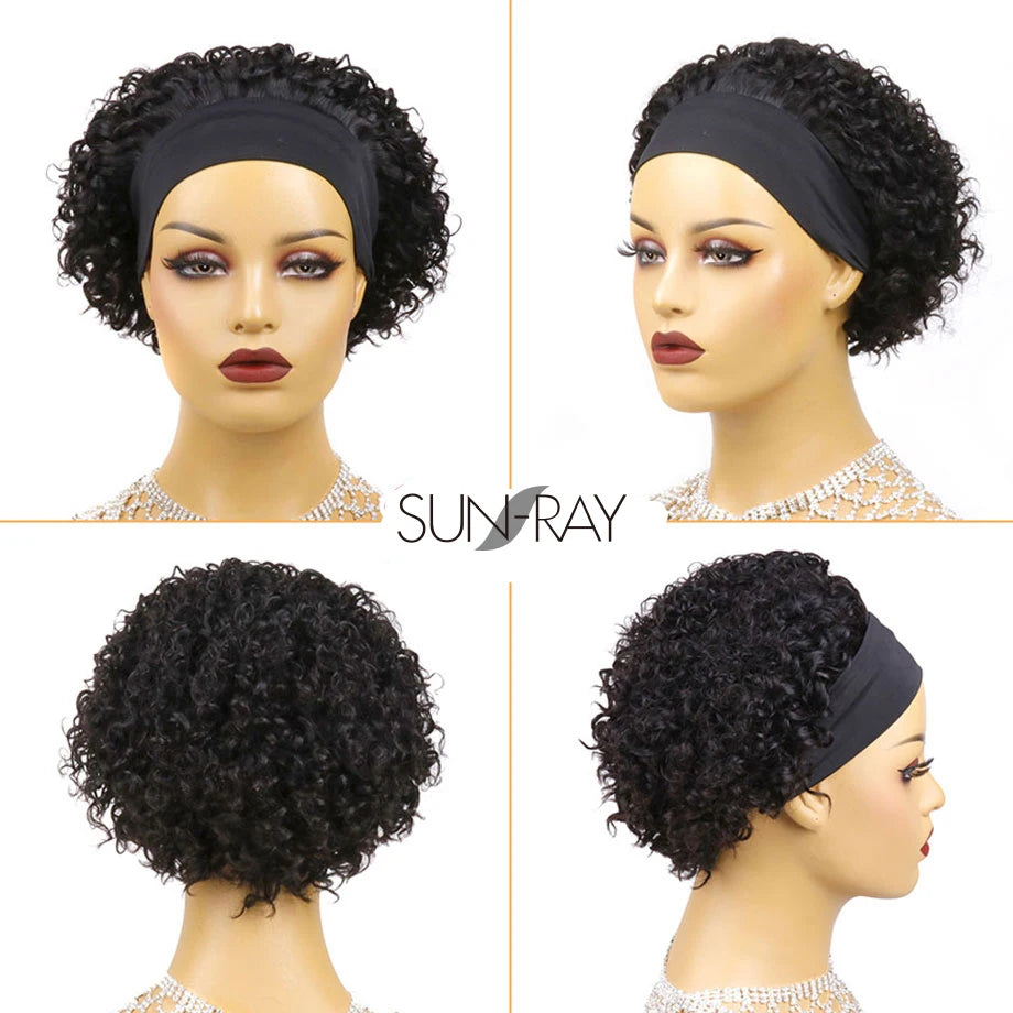 Short Headband Wig Human Hair Water Wave Wigs For Black Woman 6 Inches Brazilian Remy Human Hair Glueless Full Machine Made