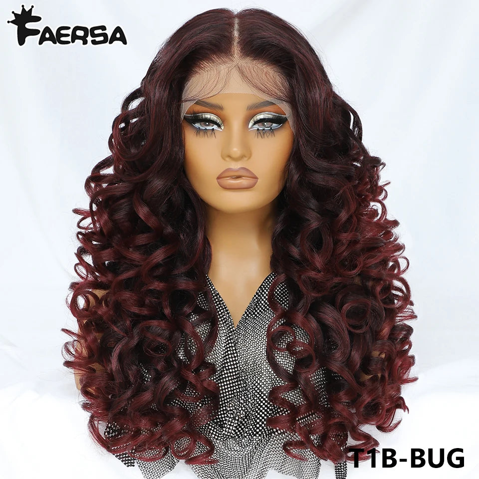 Latisha Synthetic HD Lace Front Wigs Curly Pre Plucked Lace Frontal Wig with Bangs for Women Highlight 13X6 13X5X1 with Babyhair