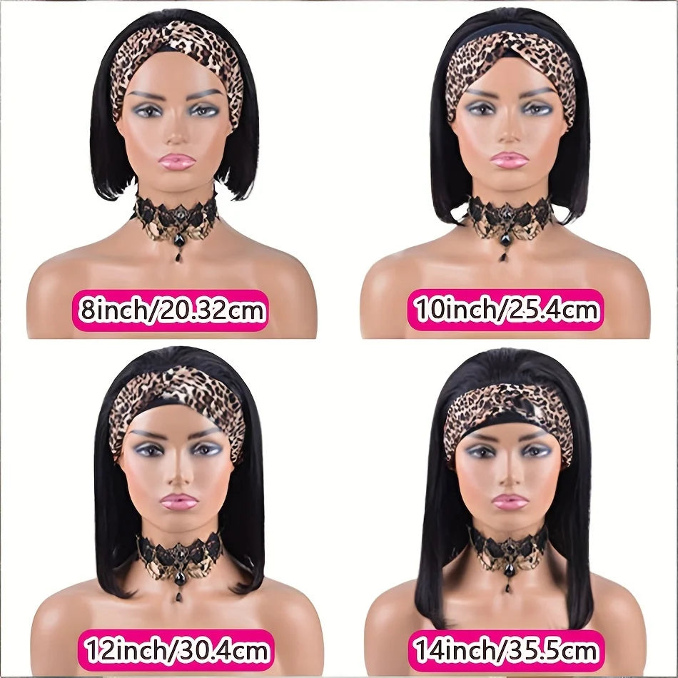 Headband Bob Wigs Human Hair Short Straight Bobo Wigs for Women Full Machine Made Brazilian Hair Hairband Wigs Head Band Bob Wig