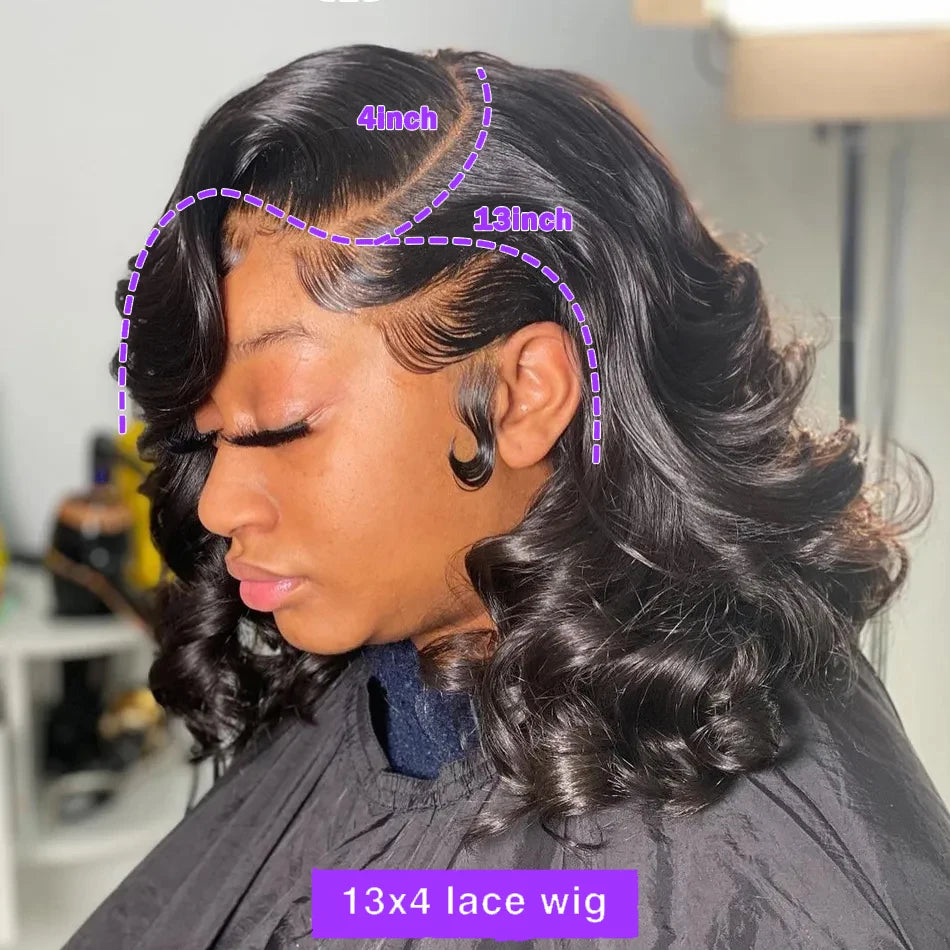250% Brazilian Human Hair Wig Loose Wave Short Bob Wig Body Wave 13X4 HD Lace Frontal Wig Human Hair Wigs For Black Women