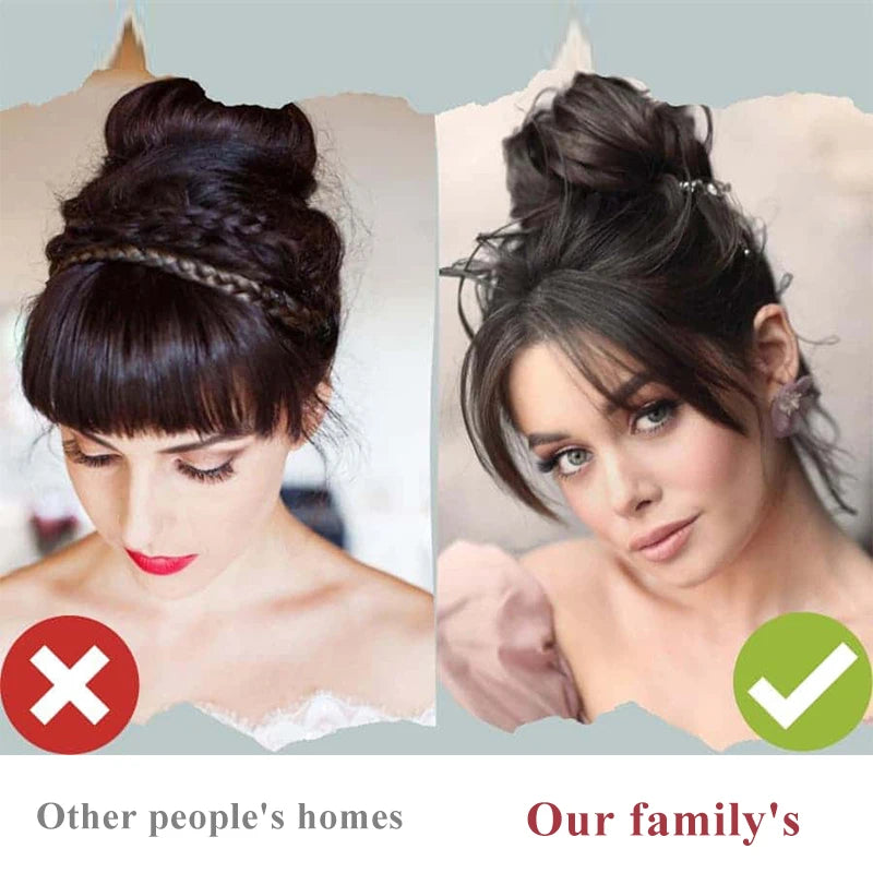 100% Human Hair Natural Forehead Fringes Hair 3D French Bangs Wig for Women Hair Pieces Head Curtain Piece Eight Shaped Bangs