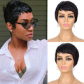 Wear and Go Wig Pixie Cut Human Hair Wigs for Black Women None Lace Front Wig Short Layered Wigs with Bangs for Daily Wear