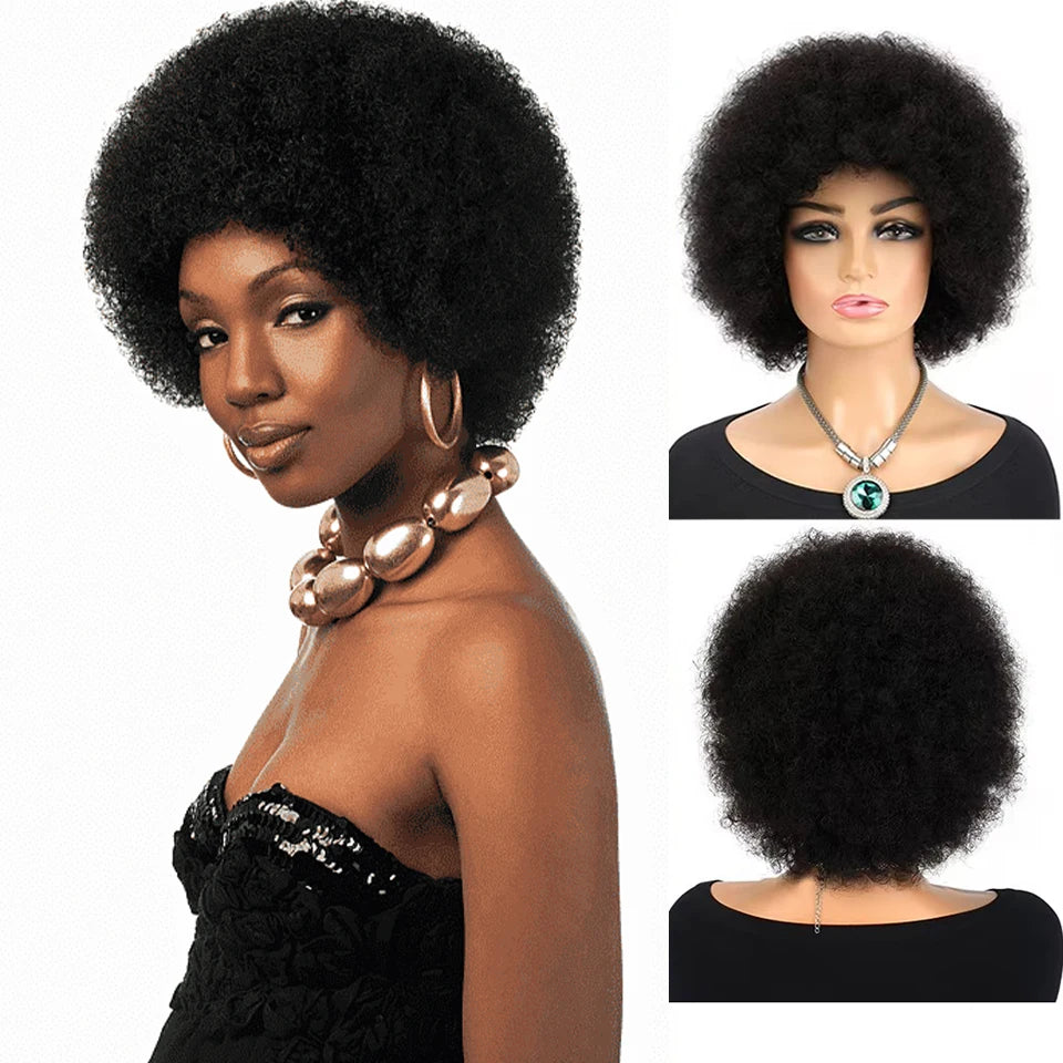 100% Human Hair Boom Hair Afro Kinky Curly Wigs Natural Afro Curly Wigs for Women 180% Density Brazilian Human Hair Wigs