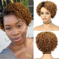 Short Curly Human Hair Wigs Afro Curly Wave Side Part Wig for Women Full Machine Made Human Hair Natural Black Blonde Wig