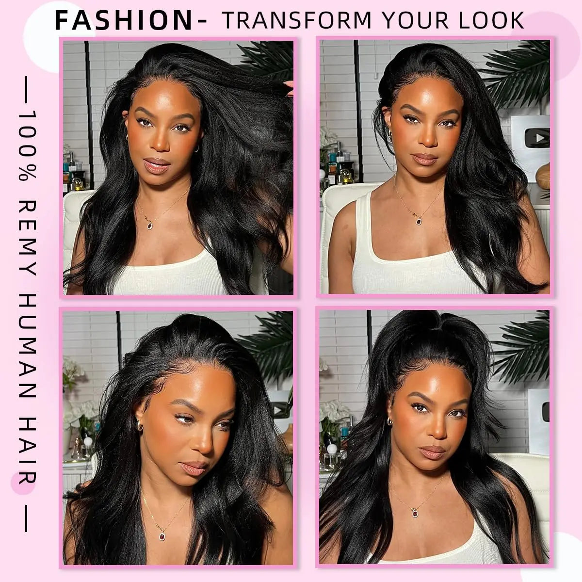 Kinky Straight 13x4 Lace Frontal Wig Human Hair Transparent Lace Front Wigs Human Hair Glueless Lace Frontal Human Wig for Women