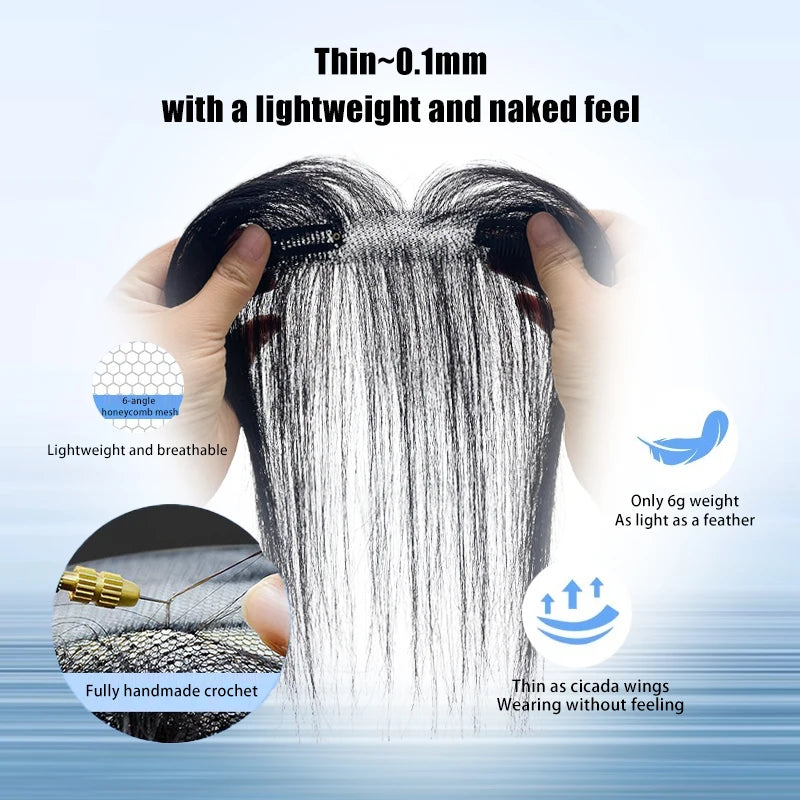 100% Human Hair Natural Forehead Fringes Hair 3D French Bangs Wig for Women Hair Pieces Head Curtain Piece Eight Shaped Bangs