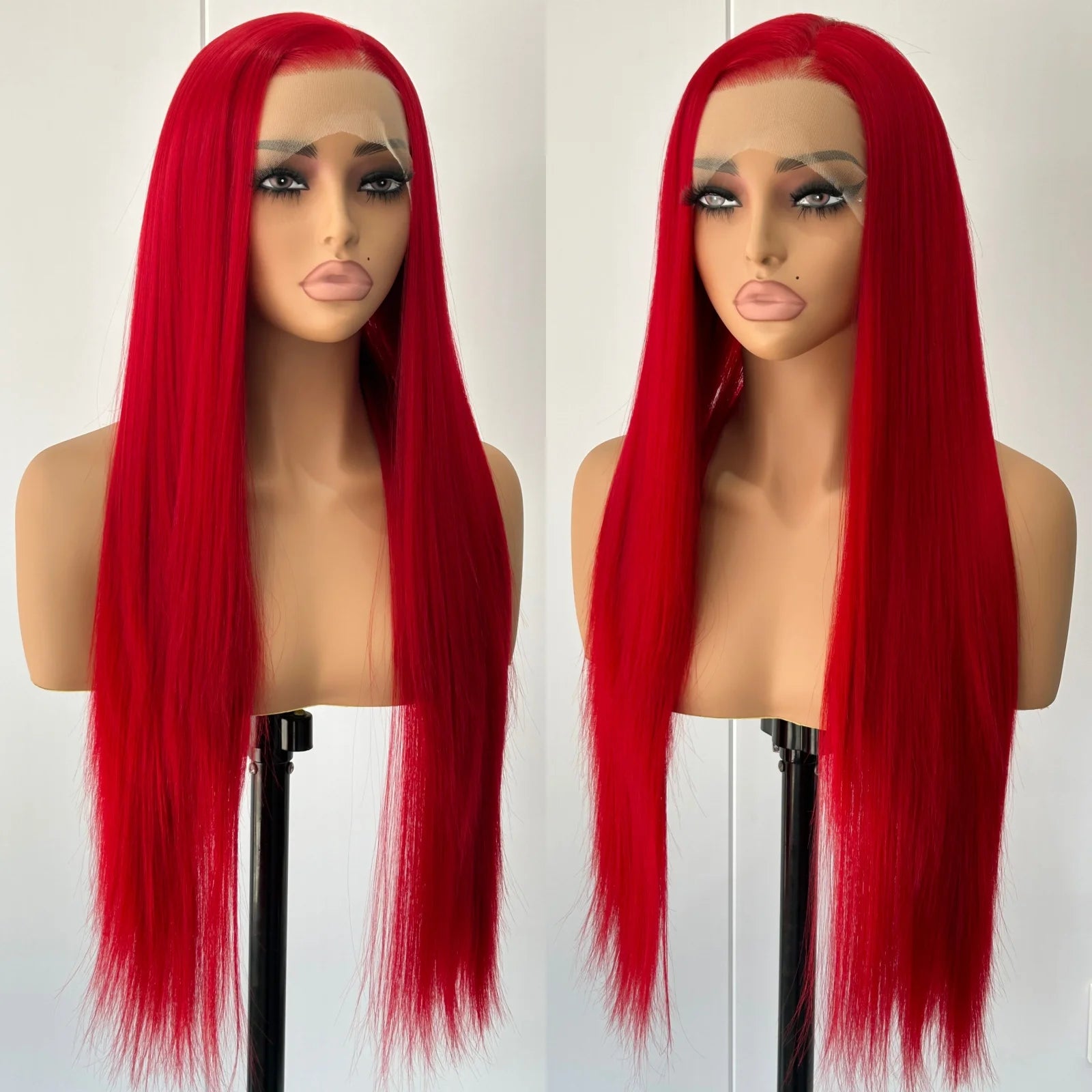 13X4 Burgundy Red Wig Long Straight Synthetic Lace Front Wig Dark Wine Colored Hair Lace Frontal Wigs for Women Party Cosplay